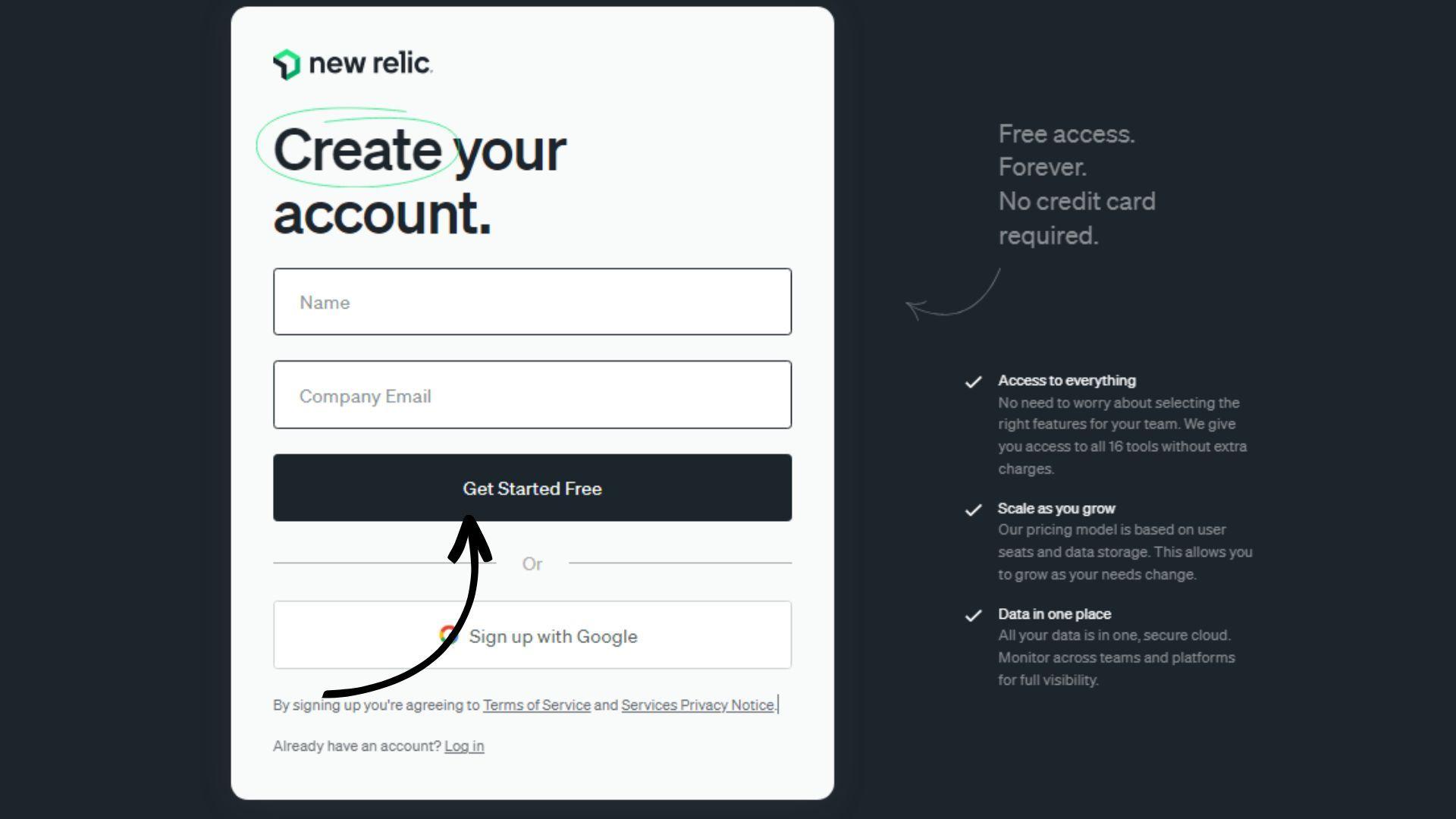 Create and New Relic Account