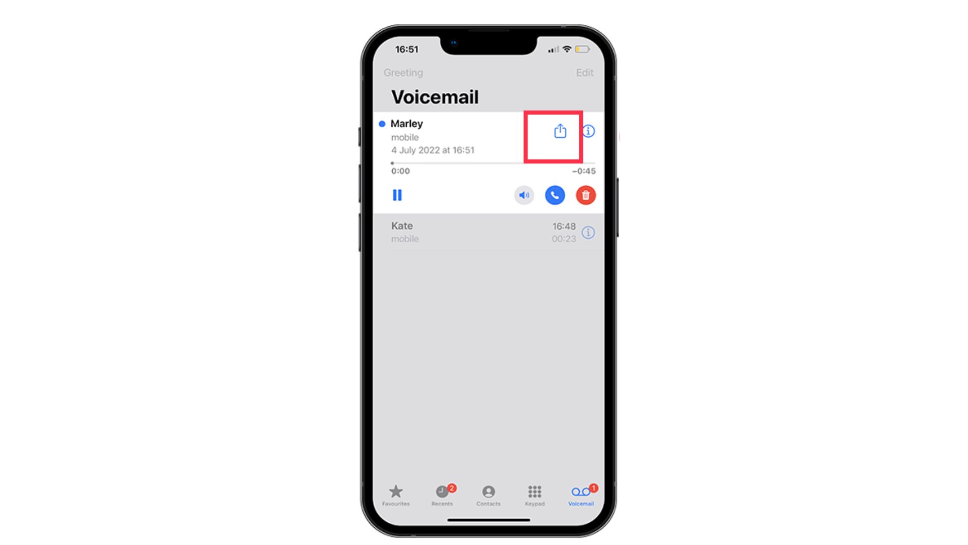 Step 6: Save Voicemail on your device storage