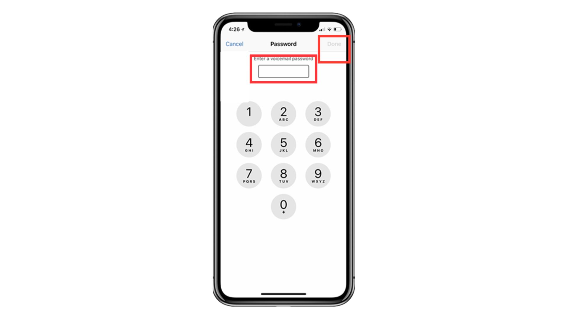 Step 4: Enter a voicemail password